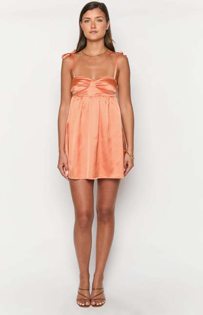 Sammie Orange Satin Mini Dress-Vavasi.All Rights Reserved.