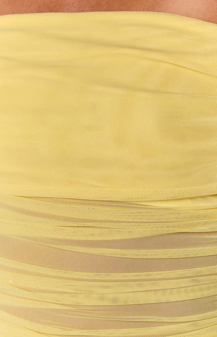 Sky Yellow Mesh Off Shoulder Top-Vavasi.All Rights Reserved.