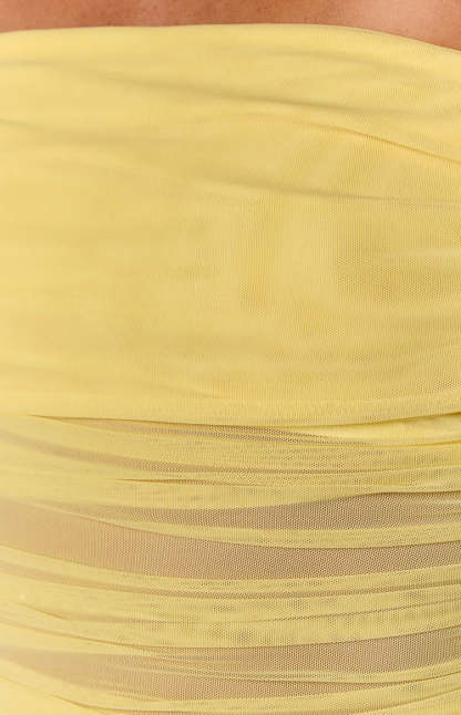 Sky Yellow Mesh Off Shoulder Top-Vavasi.All Rights Reserved.