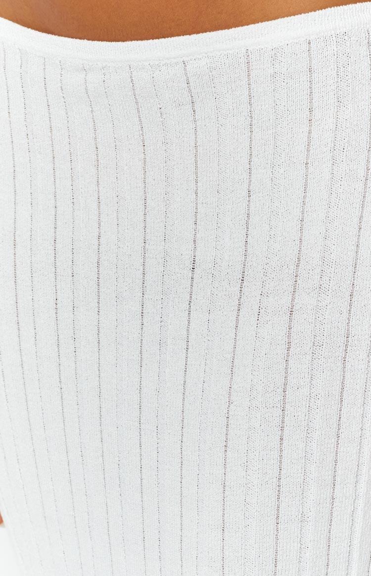 SNDYS Baha Ribbed Skirt White-Vavasi.All Rights Reserved.