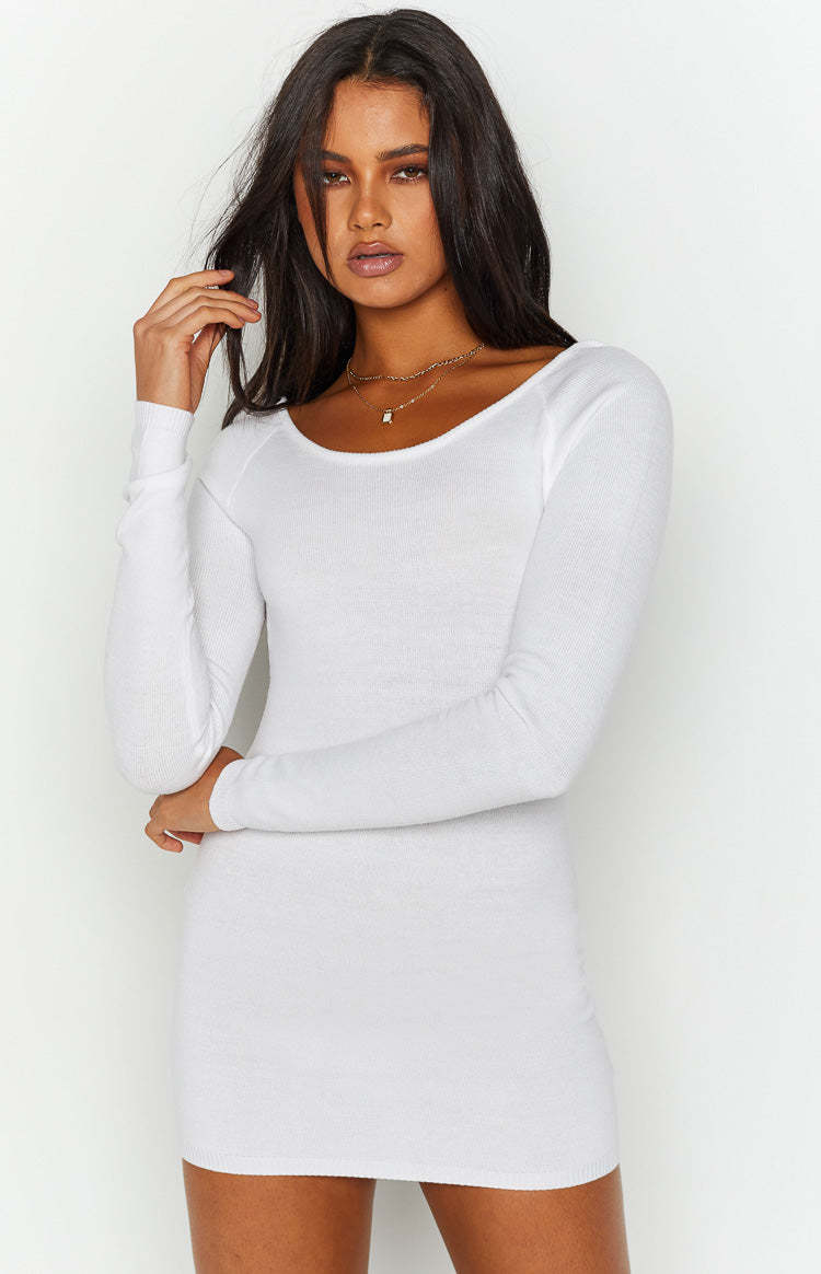 SNDYS Milo White Knit Dress-Vavasi.All Rights Reserved.