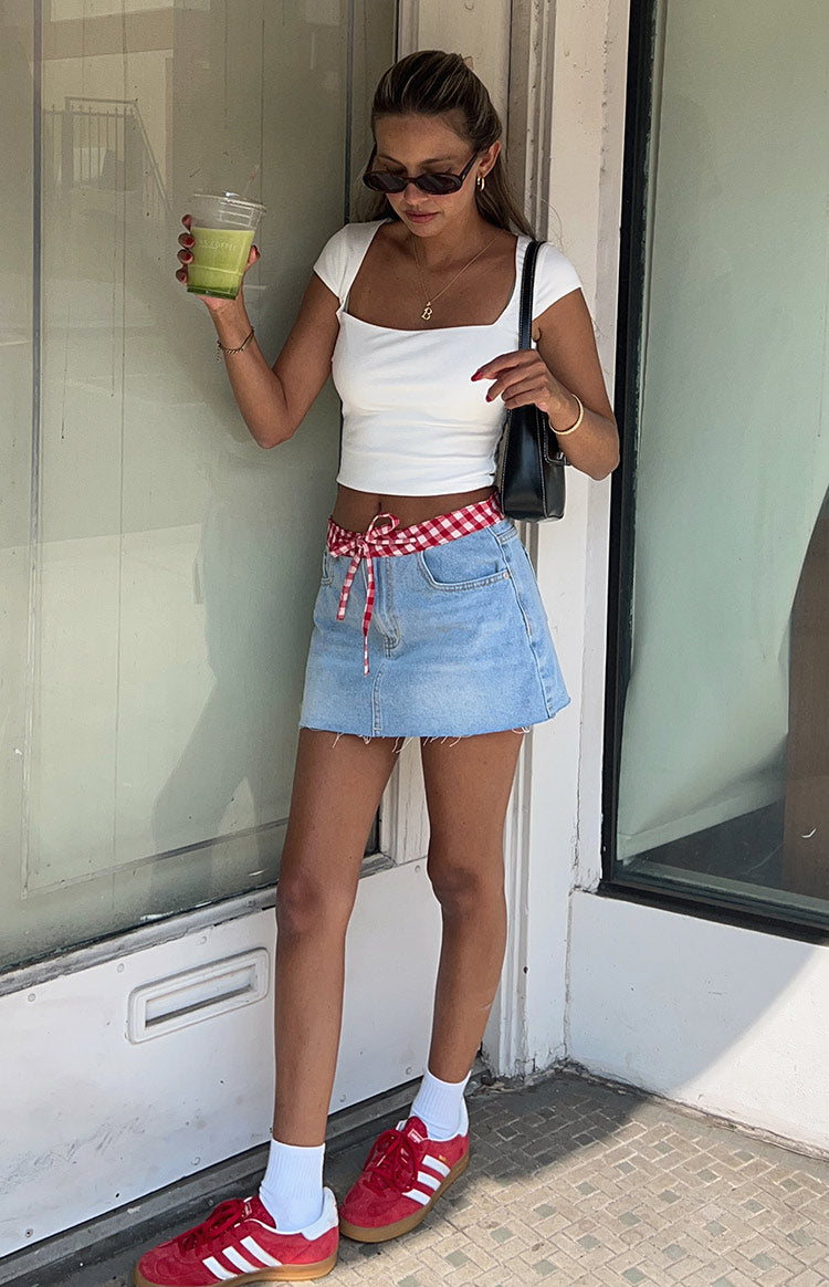 Sadie Denim Low Rise Mini Skirt-Vavasi.All Rights Reserved.