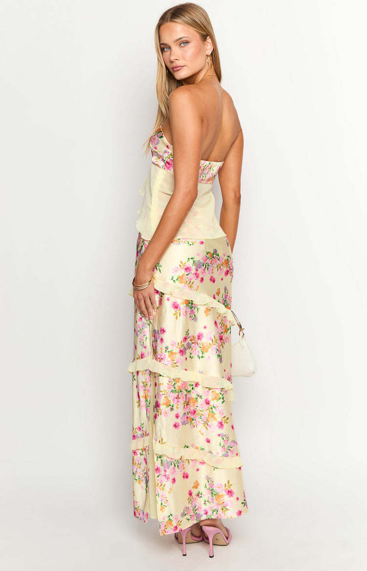 Saldana Yellow Bloom Maxi Skirt-Vavasi.All Rights Reserved.