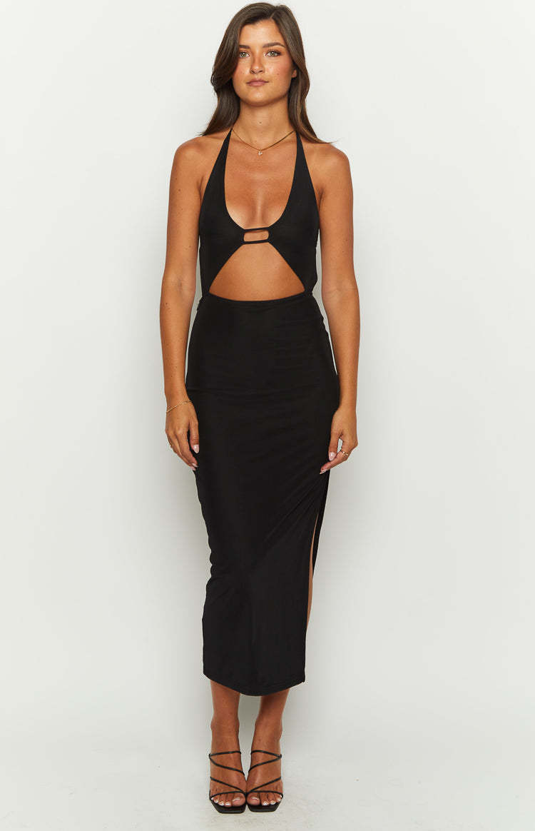 Salenco Black Midi Dress-Vavasi.All Rights Reserved.