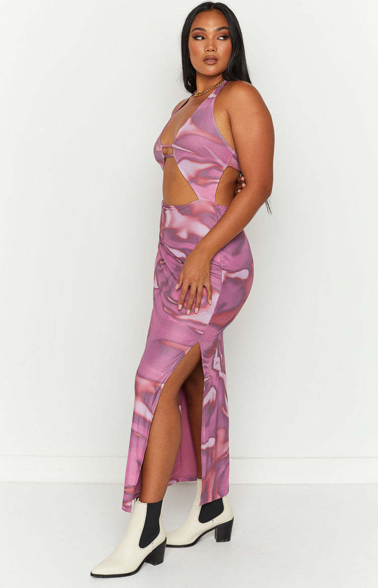 Salenco Brown Print Midi Dress-Vavasi.All Rights Reserved.