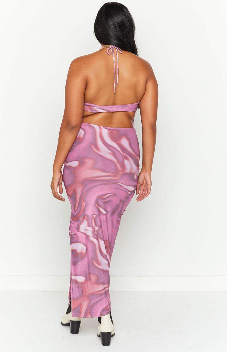Salenco Brown Print Midi Dress-Vavasi.All Rights Reserved.