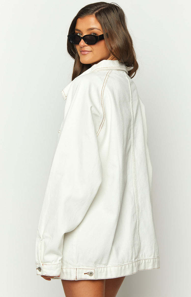 Sally White Oversized Denim Jacket-Vavasi.All Rights Reserved.