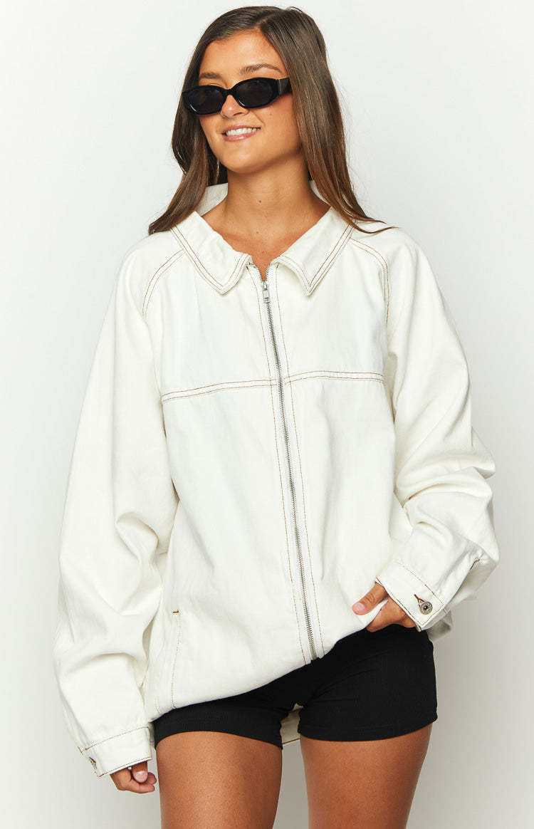 Sally White Oversized Denim Jacket-Vavasi.All Rights Reserved.