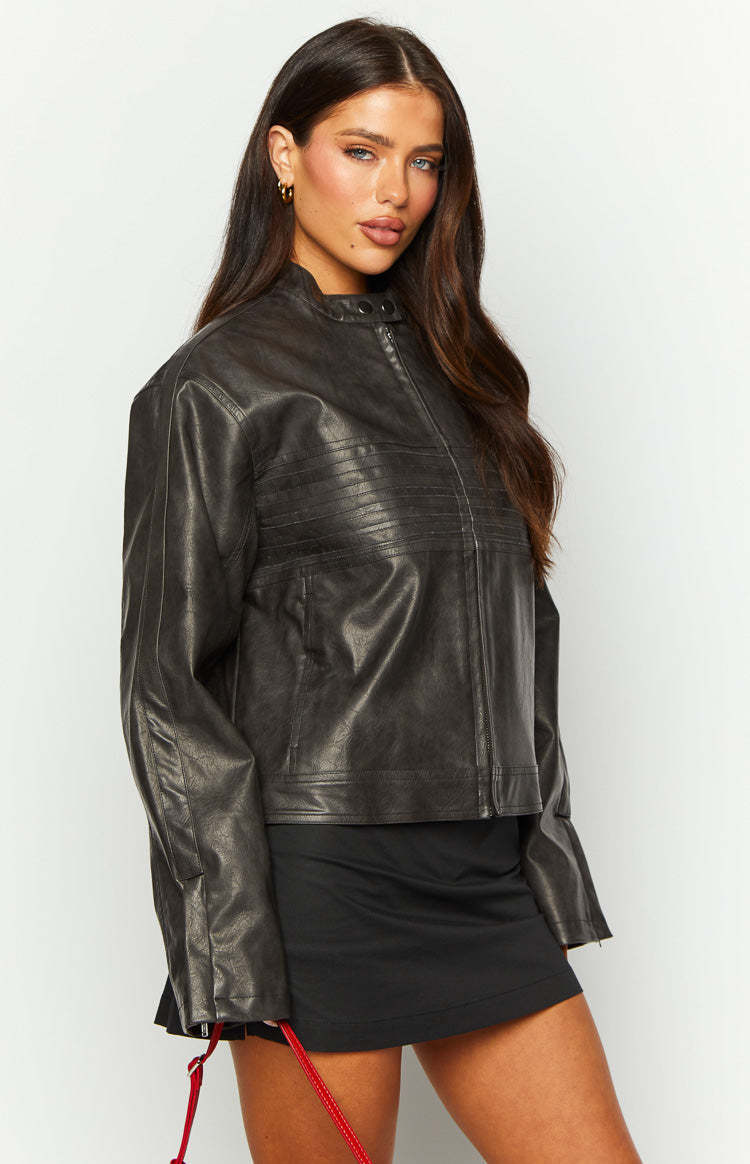 Sam Vintage Black PU Jacket-Vavasi.All Rights Reserved.