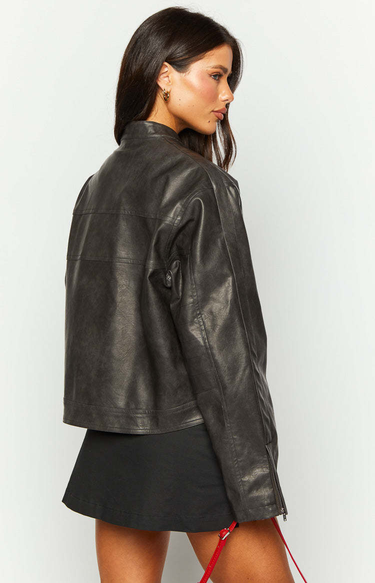 Sam Vintage Black PU Jacket-Vavasi.All Rights Reserved.