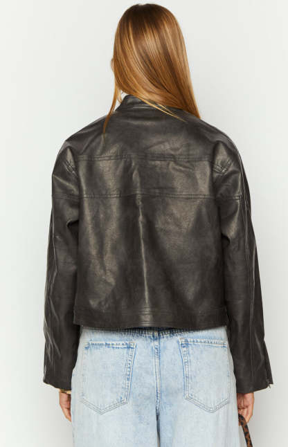 Sam Vintage Black PU Jacket-Vavasi.All Rights Reserved.