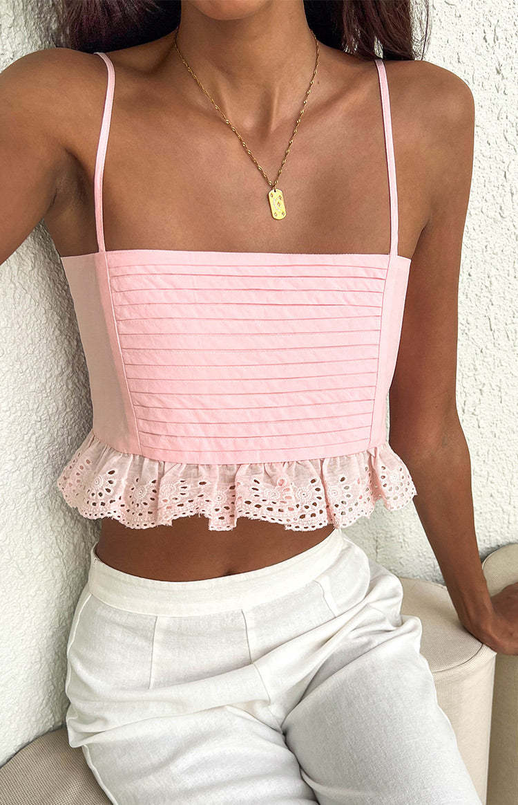 Sandi Pink Crop Top-Vavasi.All Rights Reserved.