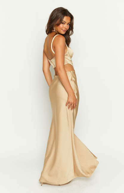 Sarah Champagne Corset Formal Maxi Dress-Vavasi.All Rights Reserved.