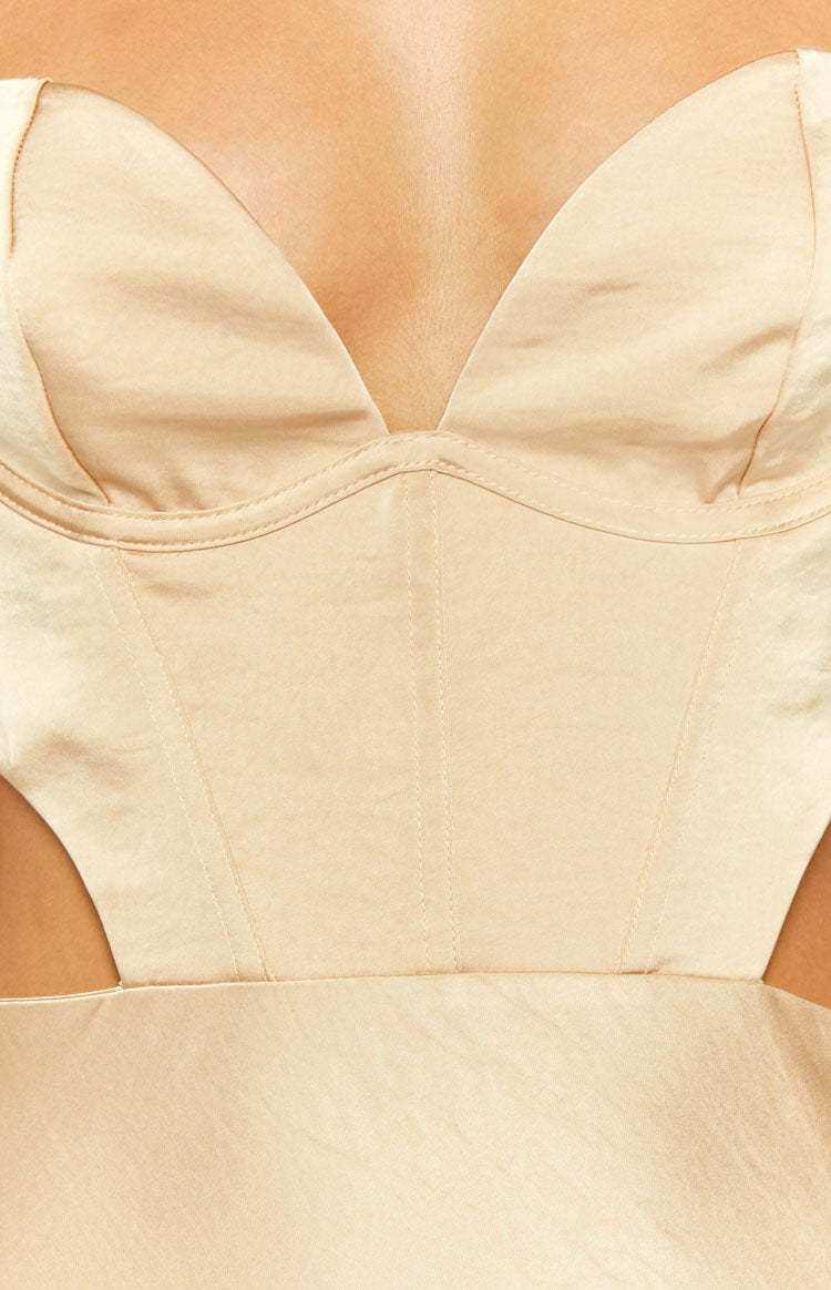 Sarah Champagne Corset Formal Maxi Dress-Vavasi.All Rights Reserved.