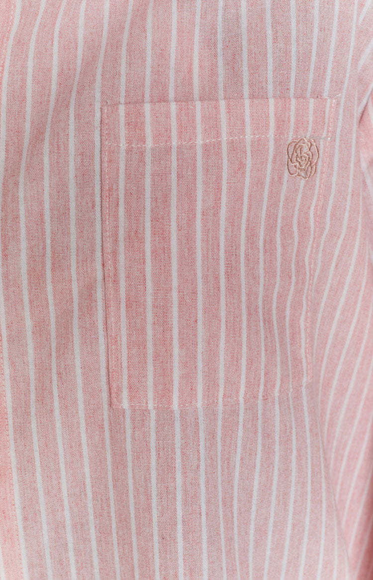 The Sarah Shirt Pink Pinstripe-Vavasi.All Rights Reserved.