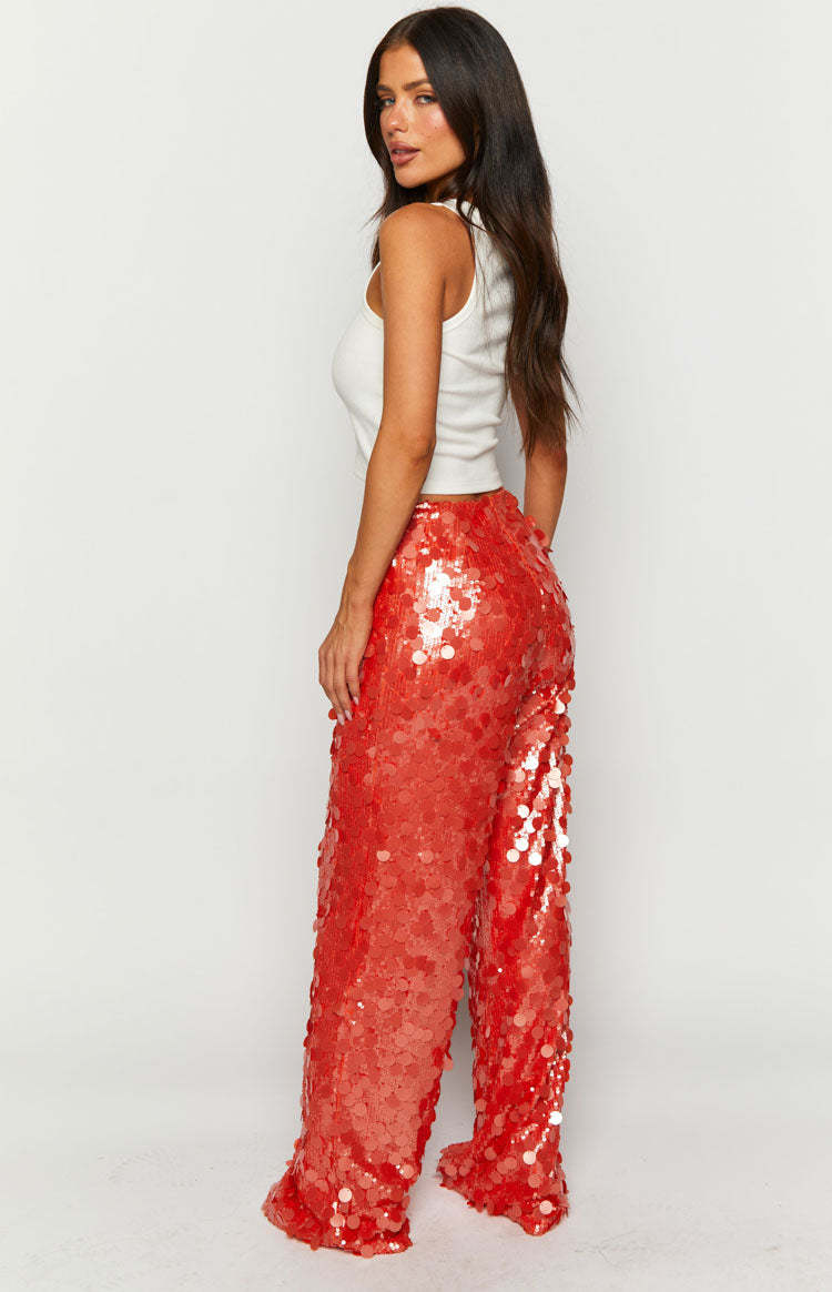 Saria Orange Sequin Pants-Vavasi.All Rights Reserved.