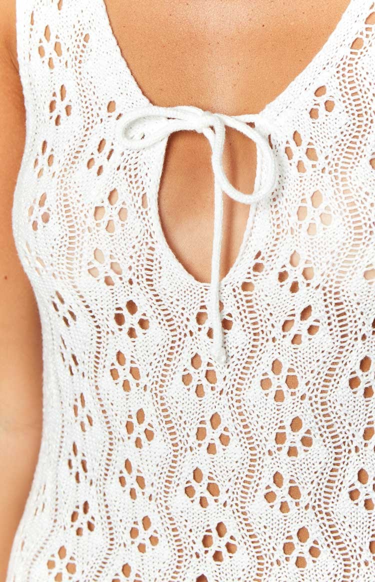 Saskia White Knit Mini Dress-Vavasi.All Rights Reserved.
