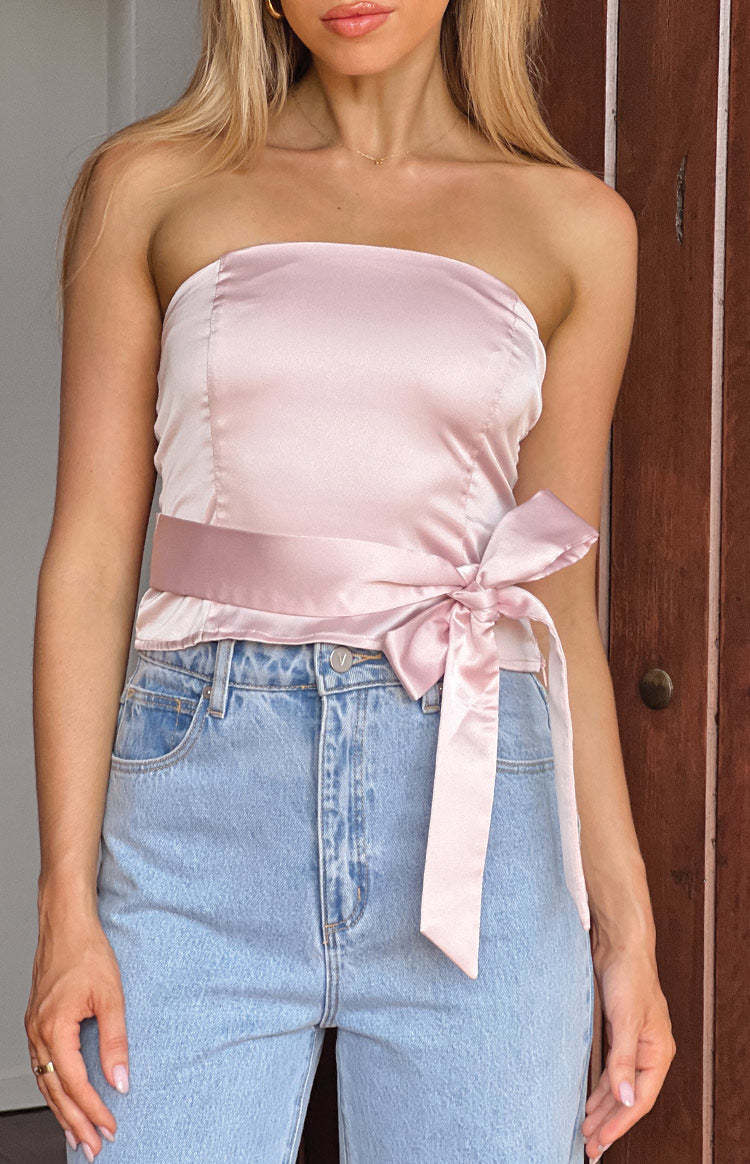 Satin Diva Pink Crop Top-Vavasi.All Rights Reserved.