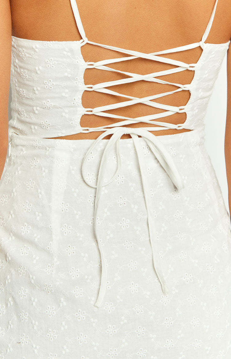 Saturdays White Broderie Mini Dress-Vavasi.All Rights Reserved.