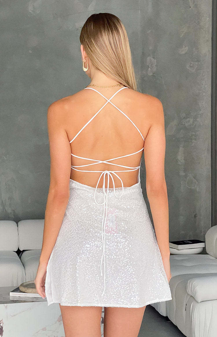 Say So White Beaded Mini Dress-Vavasi.All Rights Reserved.