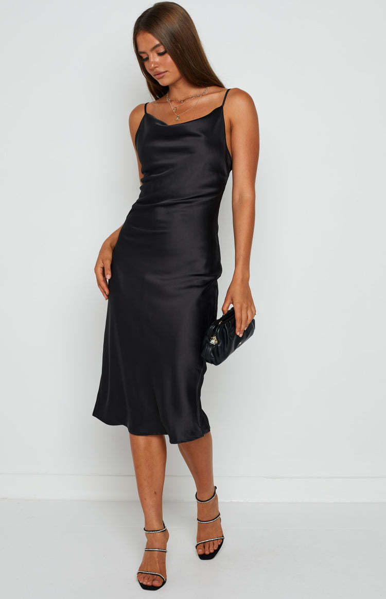 Schiffer Slip Midi Dress Black-Vavasi.All Rights Reserved.