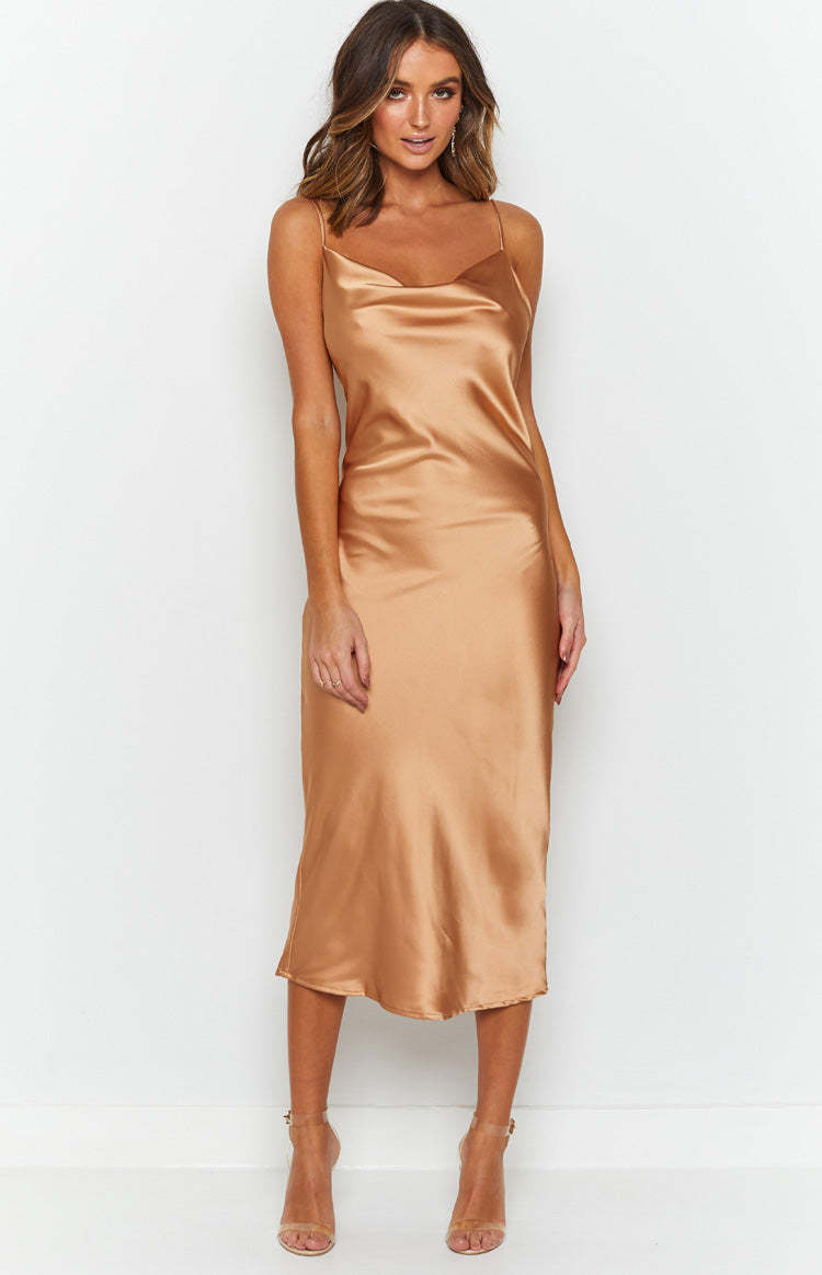 Schiffer Slip Midi Dress Champagne-Vavasi.All Rights Reserved.