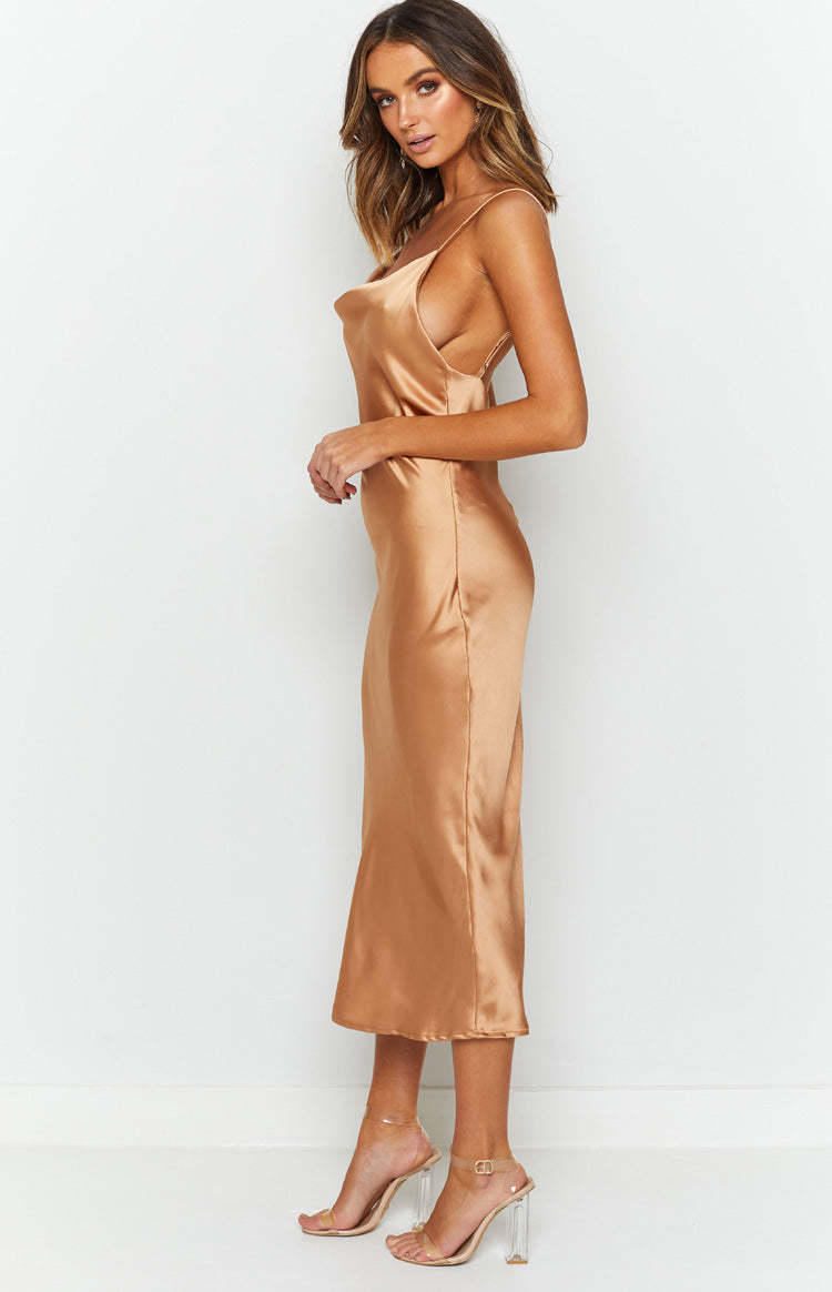 Schiffer Slip Midi Dress Champagne-Vavasi.All Rights Reserved.