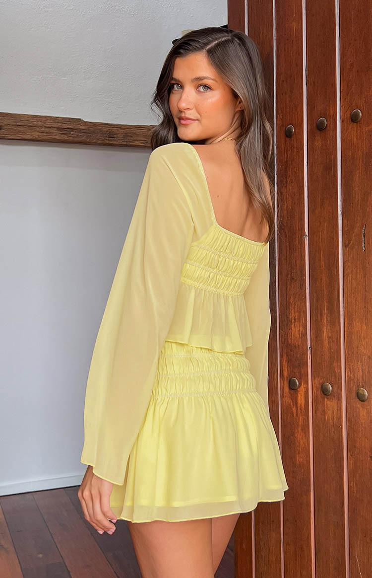 Sean Yellow Chiffon Mini Skirt-Vavasi.All Rights Reserved.