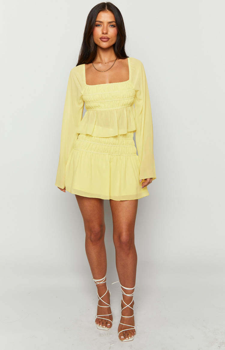 Sean Yellow Chiffon Mini Skirt-Vavasi.All Rights Reserved.