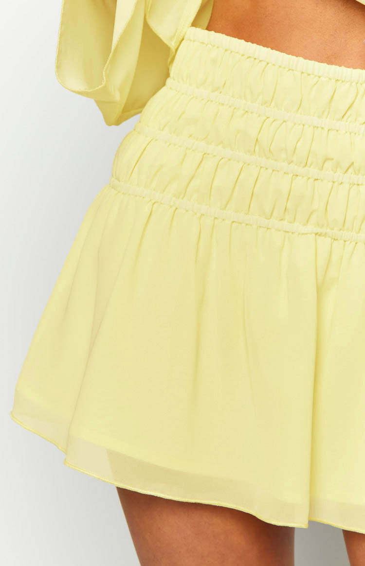 Sean Yellow Chiffon Mini Skirt-Vavasi.All Rights Reserved.