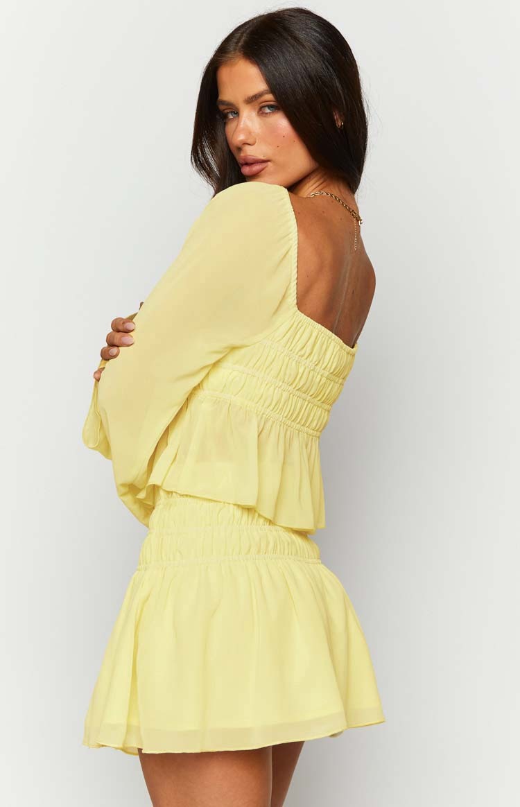 Sean Yellow Chiffon Mini Skirt-Vavasi.All Rights Reserved.