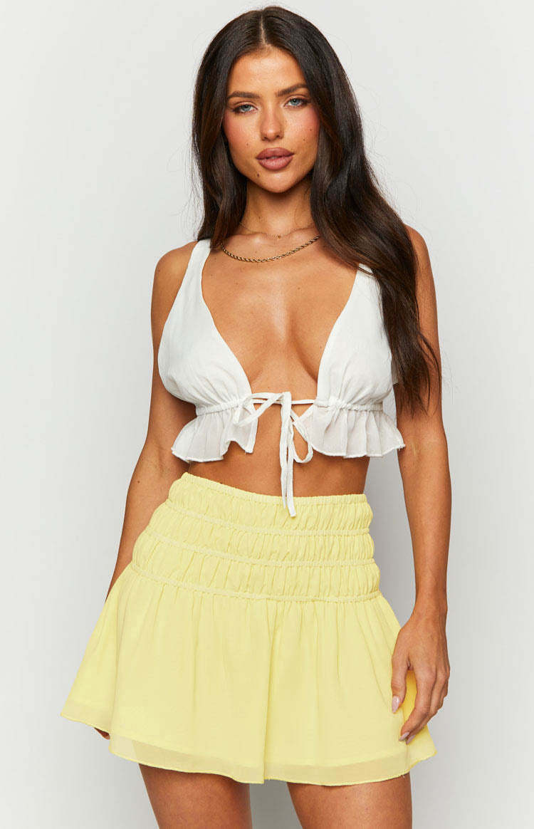 Sean Yellow Chiffon Mini Skirt-Vavasi.All Rights Reserved.
