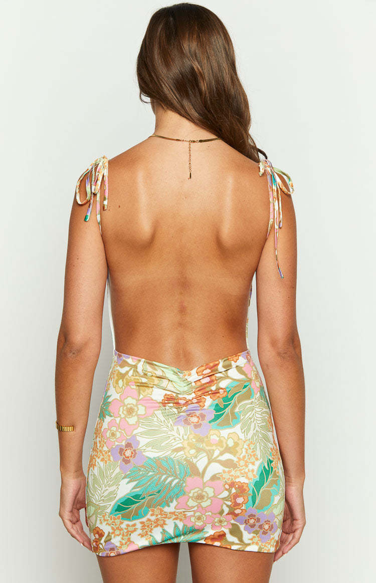 Seleni Tropical Print Mini Dress-Vavasi.All Rights Reserved.