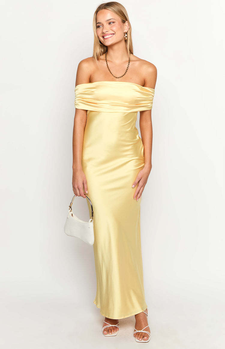 Seraphina Yellow Off The Shoulder Maxi Dress-Vavasi.All Rights Reserved.