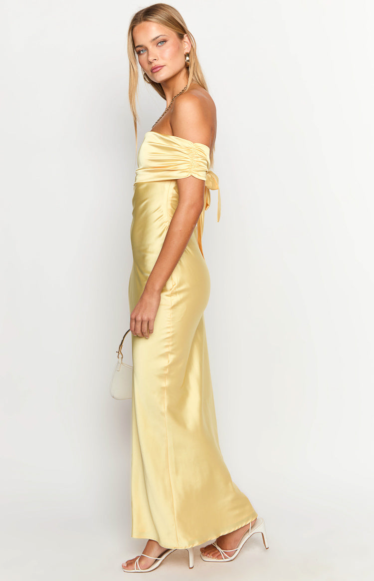 Seraphina Yellow Off The Shoulder Maxi Dress-Vavasi.All Rights Reserved.