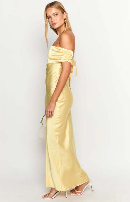 Seraphina Yellow Off The Shoulder Maxi Dress-Vavasi.All Rights Reserved.