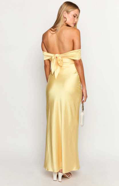 Seraphina Yellow Off The Shoulder Maxi Dress-Vavasi.All Rights Reserved.