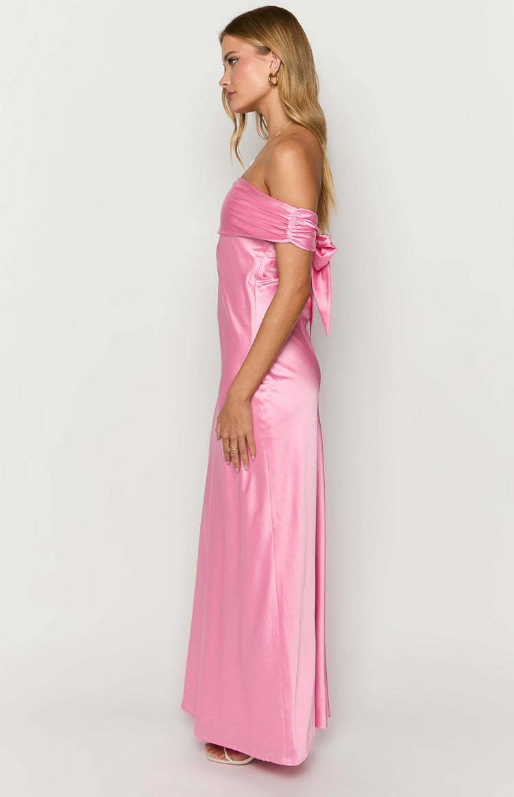 Seraphina Pink Off The Shoulder Maxi Dress-Vavasi.All Rights Reserved.