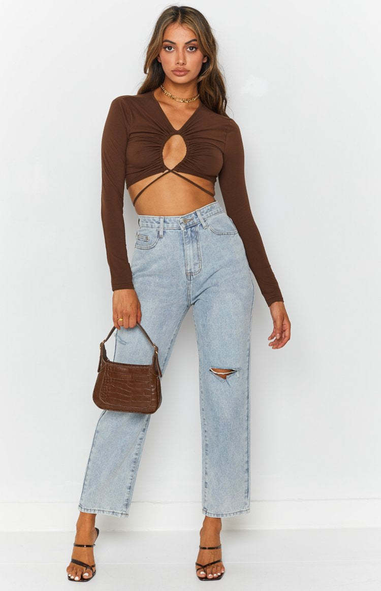Serena Crop Top Brown-Vavasi.All Rights Reserved.