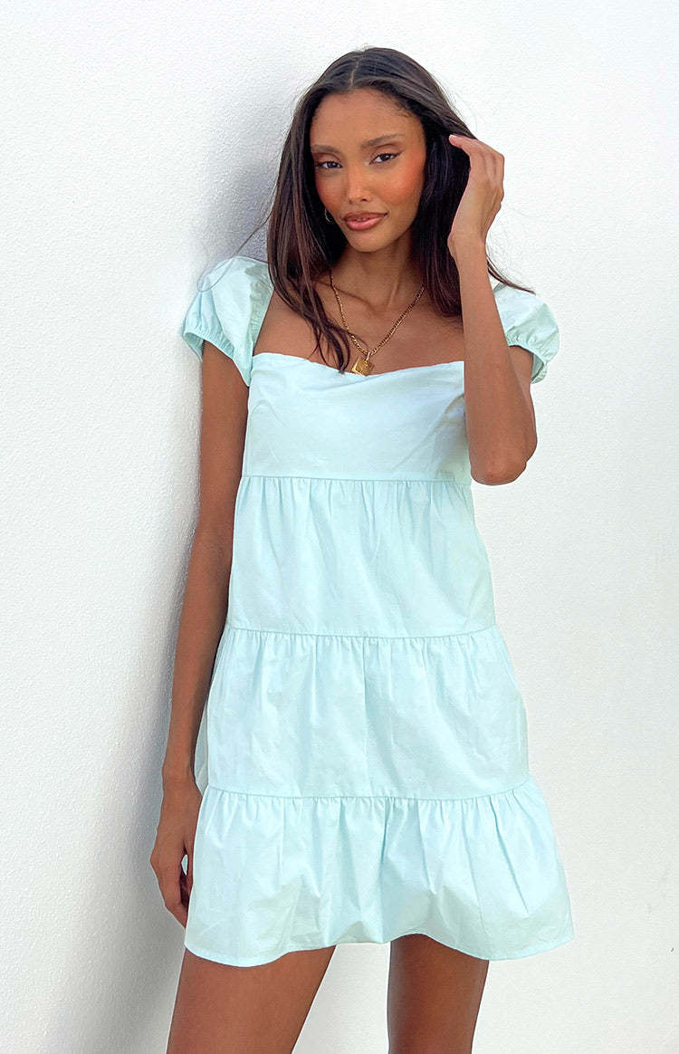 Shari Blue Mini Dress-Vavasi.All Rights Reserved.