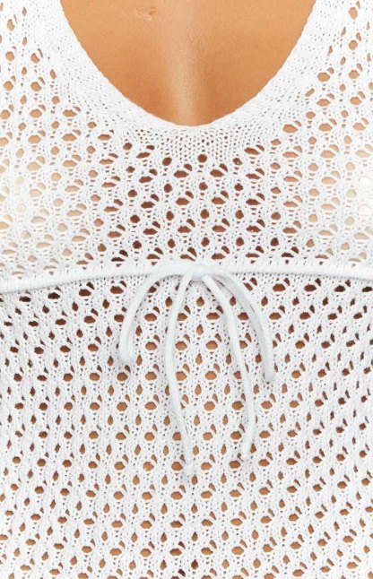 Sharpine White Knit Mini Dress-Vavasi.All Rights Reserved.