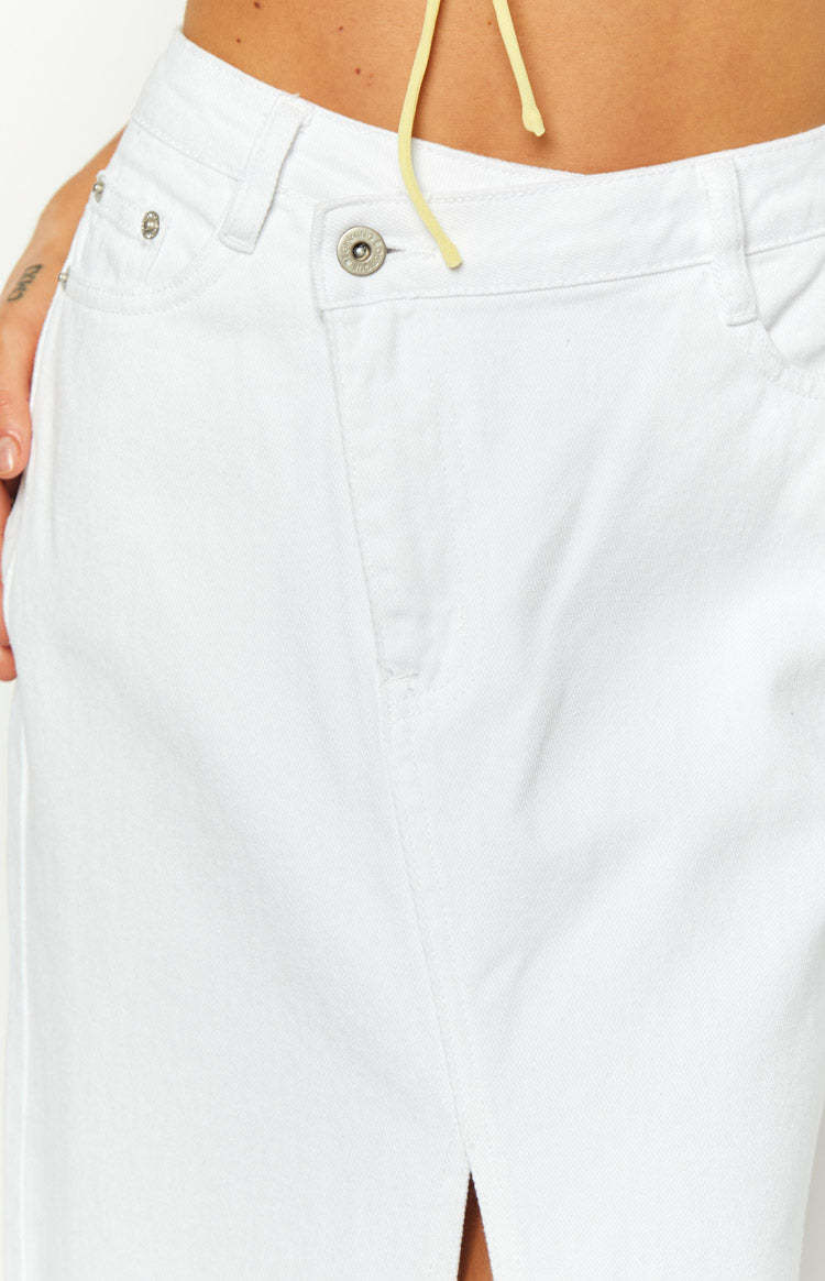 Shaylan White Denim Maxi Skirt-Vavasi.All Rights Reserved.