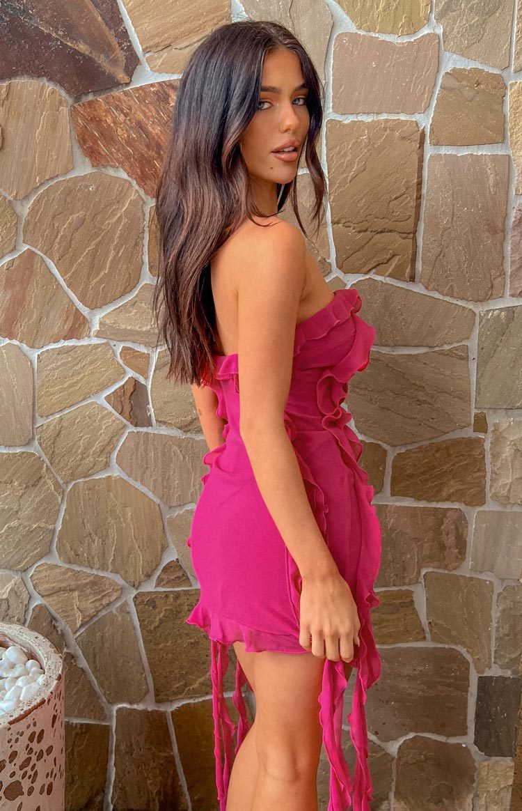 She's The One Fuchsia Tassel Mini Dress-Vavasi.All Rights Reserved.