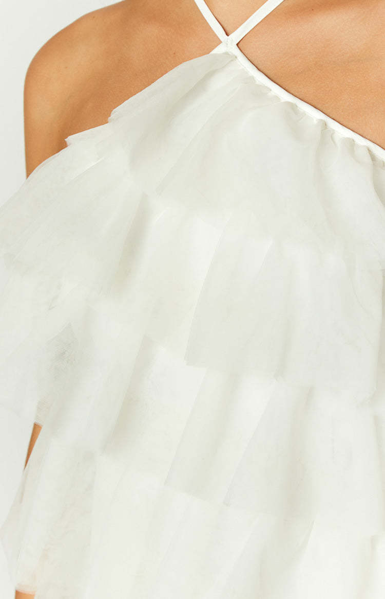 She's Here White Ruffle Mini Dress-Vavasi.All Rights Reserved.