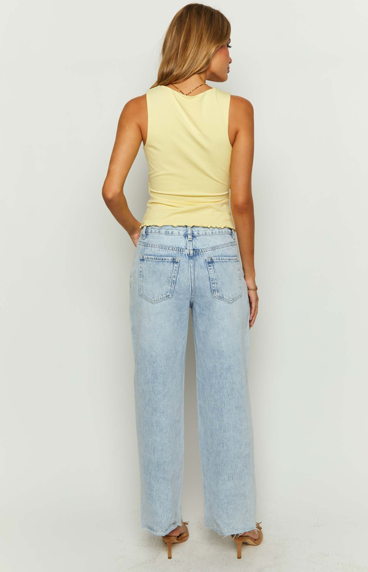 She's Yours Light Wash Denim Wide Leg Boyfriend Jeans-Vavasi.All Rights Reserved.