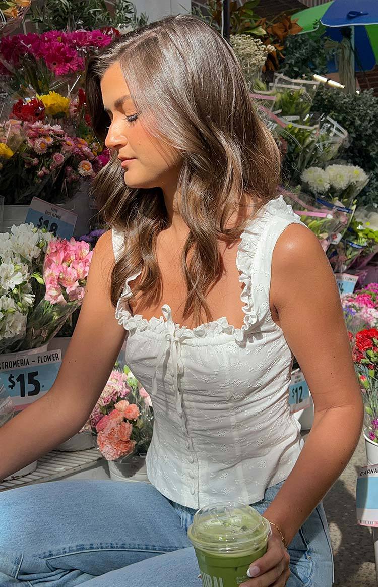 Sian White Lace Up Top-Vavasi.All Rights Reserved.