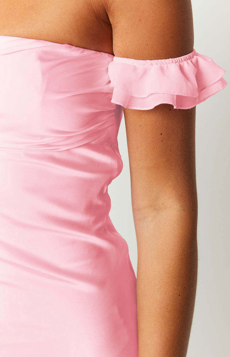 Silvia Pink Satin Mini Dress-Vavasi.All Rights Reserved.