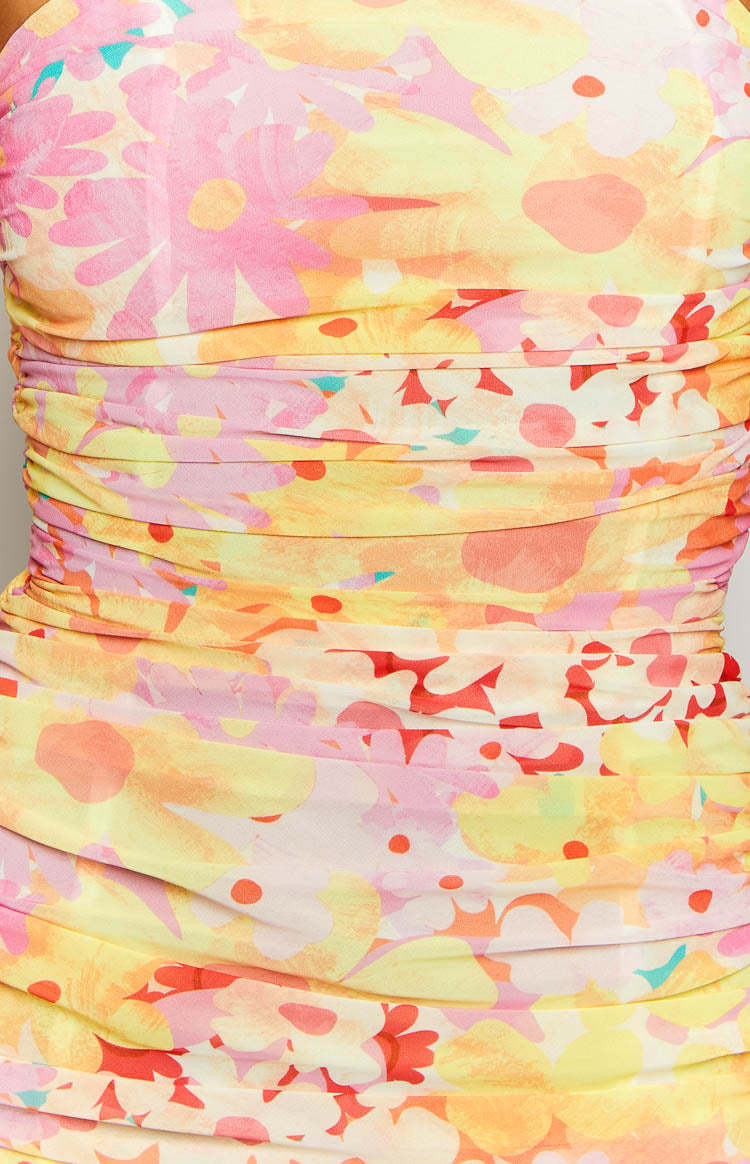 Sinclair Yellow Floral Print Strapless Maxi Dress-Vavasi.All Rights Reserved.