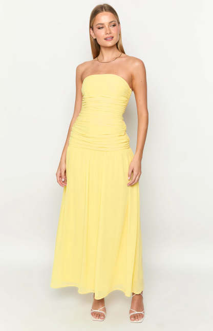 Sinclair Yellow Strapless Maxi Dress-Vavasi.All Rights Reserved.