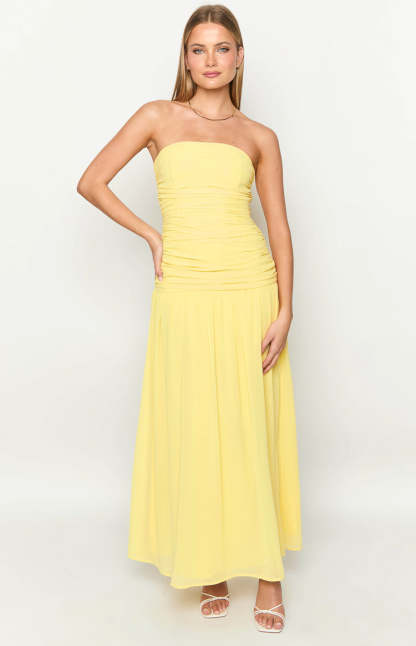 Sinclair Yellow Strapless Maxi Dress-Vavasi.All Rights Reserved.